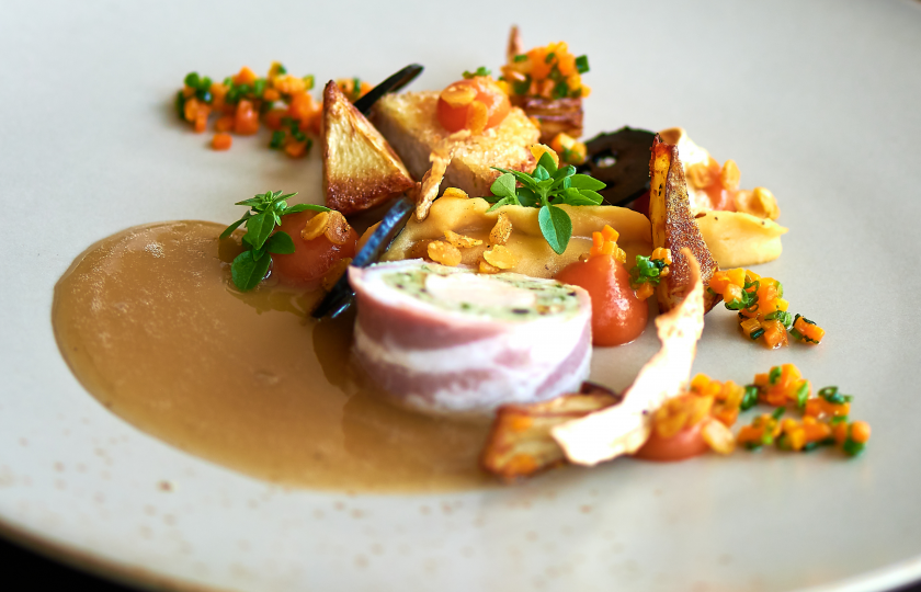 Terrine mit Julienne Gemüse und Jus